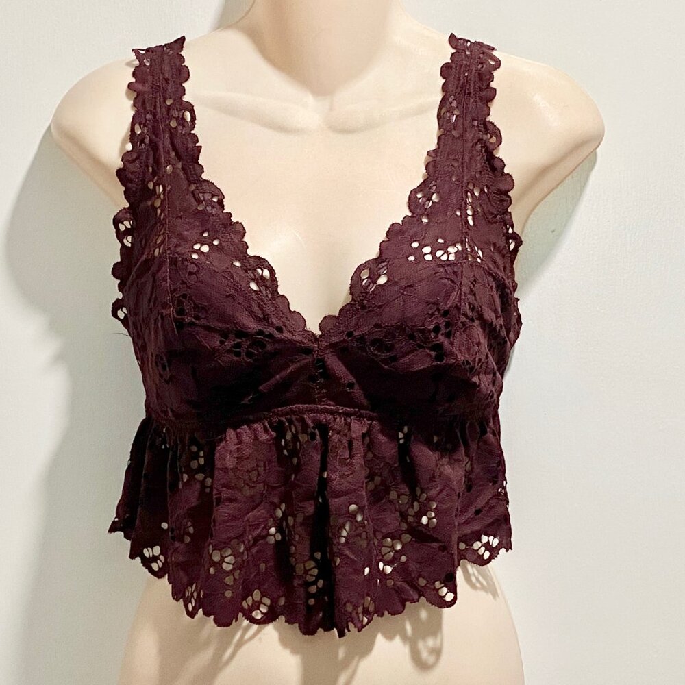 Vintage Aerie Babydoll Y2K Resort Vamp Festival Lace Bra Top Cropped Camisole L